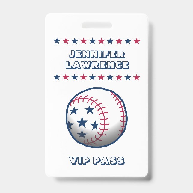 4th of July Party Baseball ID Badge (Front)