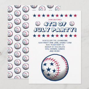 4th of July Party Baseball Invitation