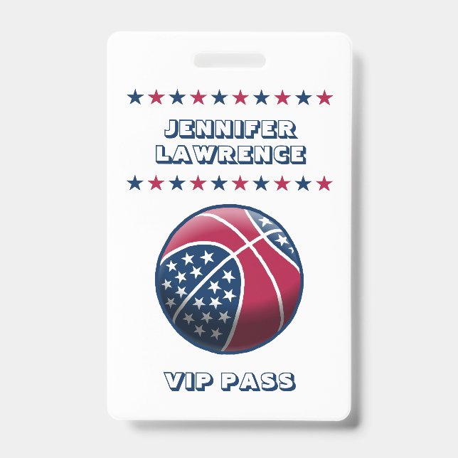 4th of July Party Basketball ID Badge (Front)