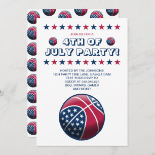 4th of July Party Basketball Invitation