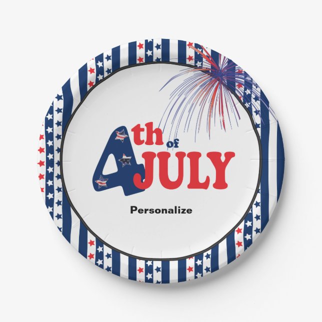 4th of July Party Celebration Paper Plate (Front)
