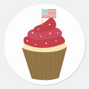 4th of July Party Cupcake Classic Round Sticker