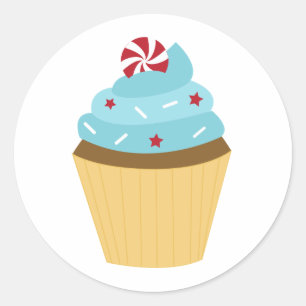 4th of July Party Cupcake Classic Round Sticker