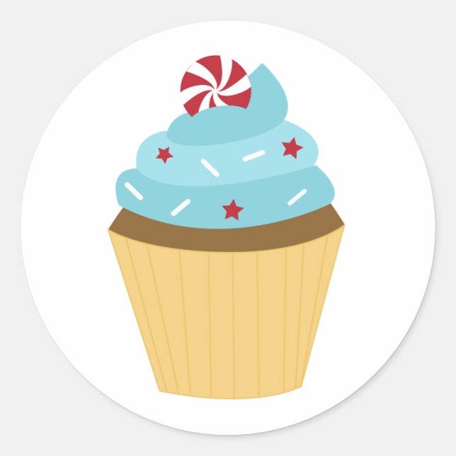 4th of July Party Cupcake Classic Round Sticker (Front)