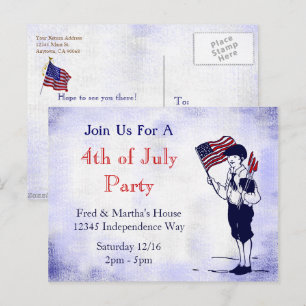 4th of July Party Custom Invitation Postcard
