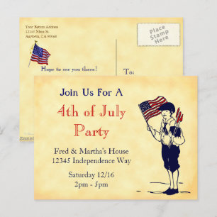 4th of July Party Custom Invitation Postcard