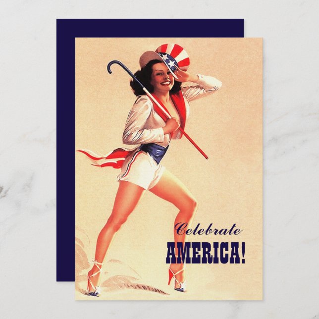 4th of July Party | Event Retro Pin-Up  Invitation (Front/Back)