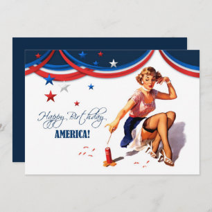 4th of July Party Event Retro Pin-Up Invitation