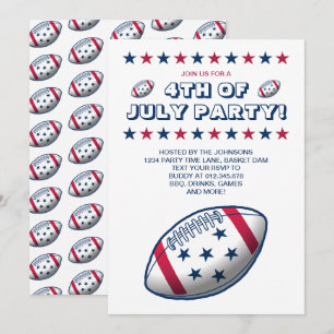 4th of July Party Football Invitation