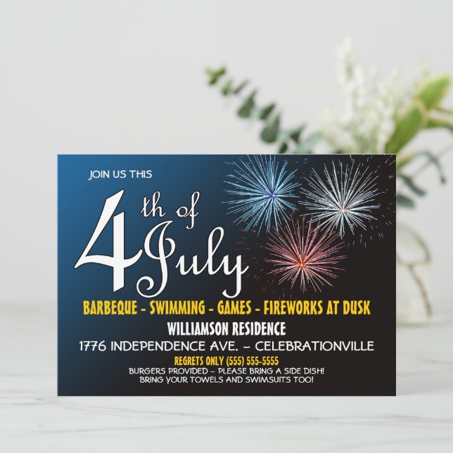 4th of July Party Invitation (Standing Front)