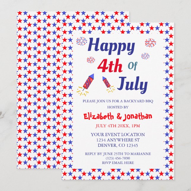 4th of July Party Invitation (Front/Back)