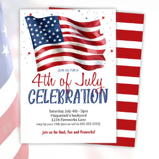 4th Of July Party Invitation American Flag Backyar
