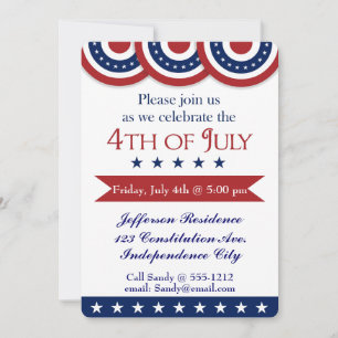 4th of July party invitation customisable