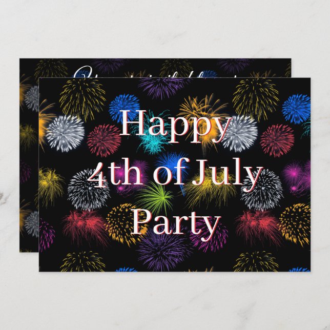 4th of July party invitation  fireworks (Front/Back)