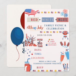 4th of July Party Invitation – Patriotic Fireworks