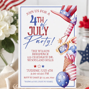 4th of July Party Invitation   Patriotic Summer In