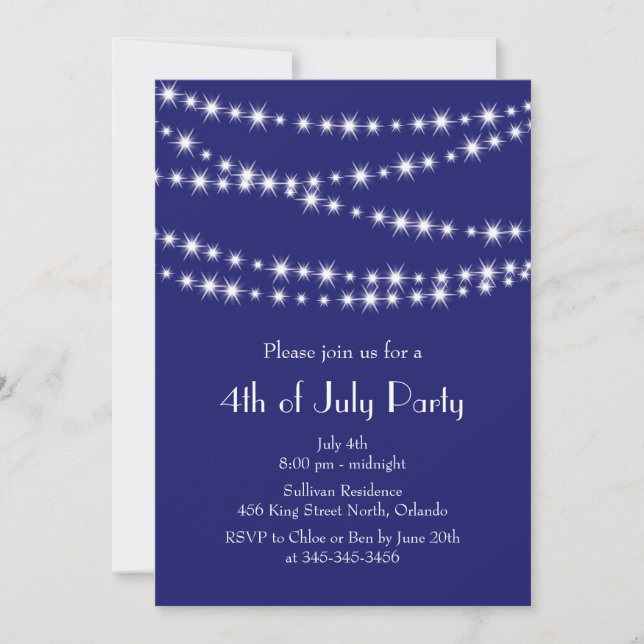 4th of July Party Lights Invitation (Front)
