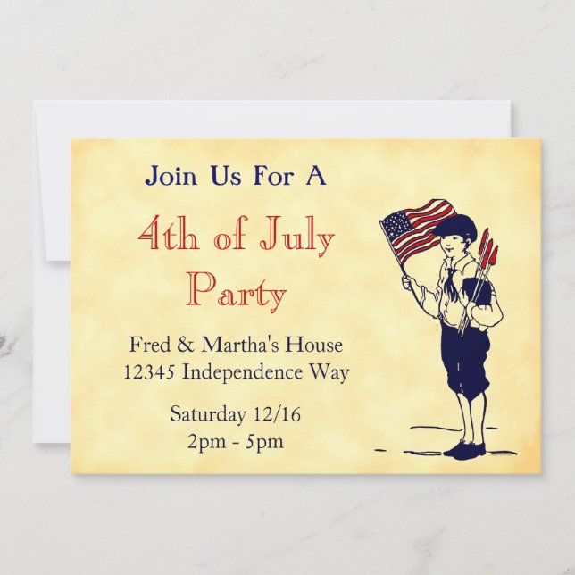 4th of July Party Partiotic Editable Invitations (Front)