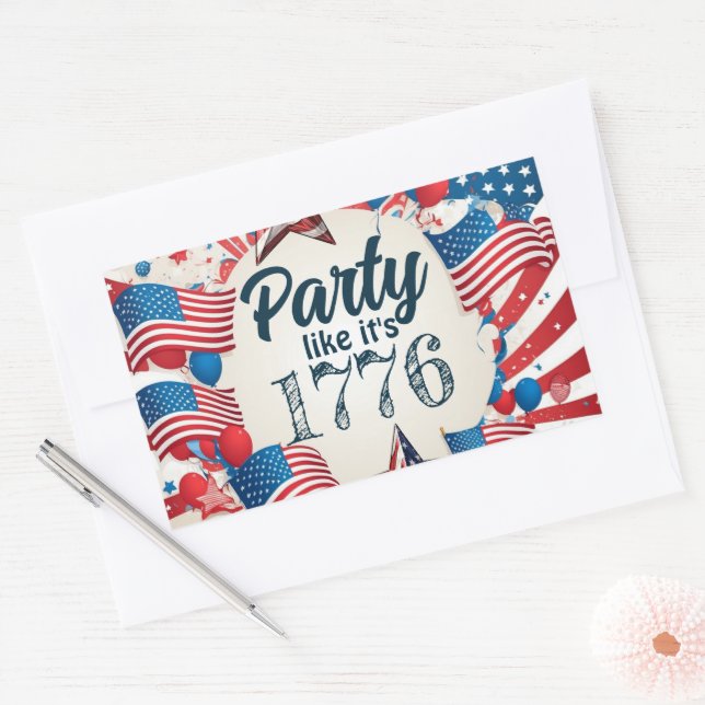 4th of July Party  Rectangular Sticker (Envelope)