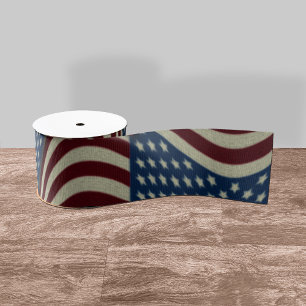 4TH Of July Party Red White And Blue American Flag Grosgrain Ribbon