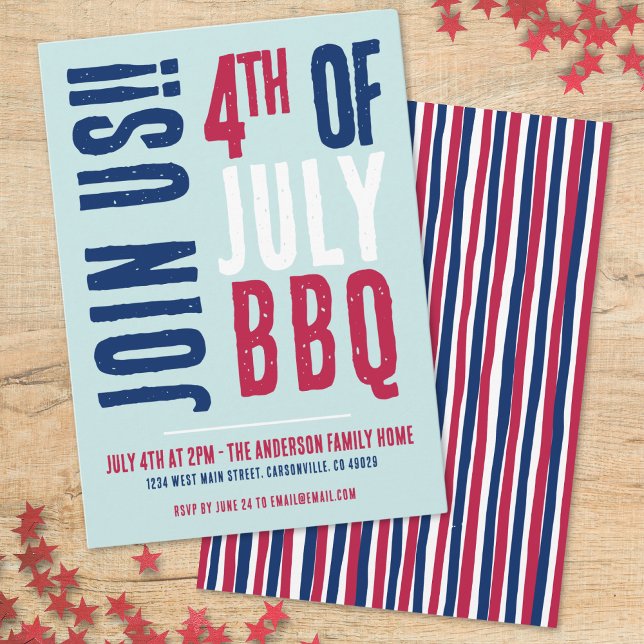 4th Of July Party Red White Blue Patriotic Invitation (4th Of July Party Red White Blue Patriotic Invitation)