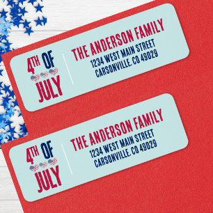4th Of July Party Return Address Label