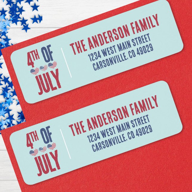 4th Of July Party Return Address Label (Patriotic American Flag Heart 4th Of July Party Label)