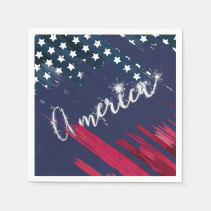 4th of July Party Sparkler Flag Napkin