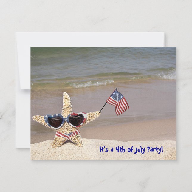 4th of July Party Starfish Invitation (Front)