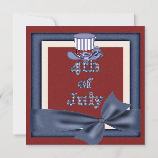 4th of July Party Uncle Sam Hat Invites (Front)