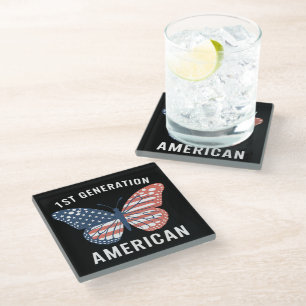 4th of July Patriotic 1st Generation American Glass Coaster