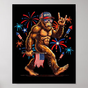 4th of july patriotic american bigfoot sasquatch poster