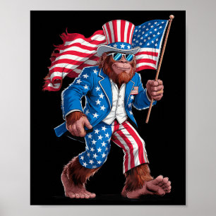 4th Of July Patriotic American Bigfoot Sasquatch U Poster