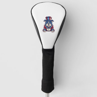 4th Of July Patriotic American Bully Dog T-Shirt Golf Head Cover