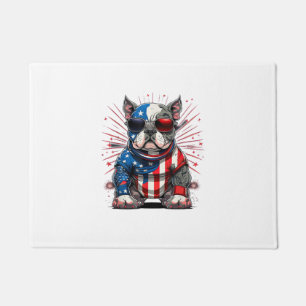 4th of July Patriotic American Bully Dog US Flag Doormat
