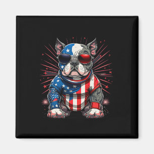 4th Of July Patriotic American Bully Dog Us Flag Magnet
