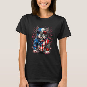 4th of July Patriotic American Bully Dog US Flag T-Shirt