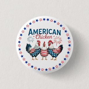 4th of July Patriotic American Chicken-62987 3 Cm Round Badge