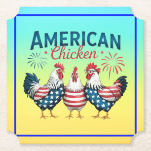 4th of July Patriotic American Chicken-62987 Paper Coaster