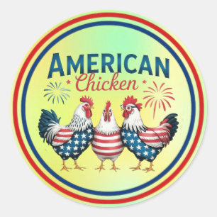 4th of July Patriotic American Chicken Design Classic Round Sticker