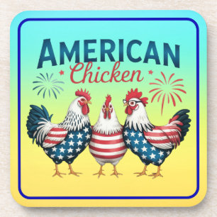 4th of July Patriotic American Chicken Design Coaster