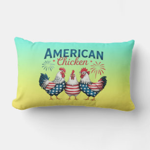 4th of July Patriotic American Chicken Design Lumbar Cushion