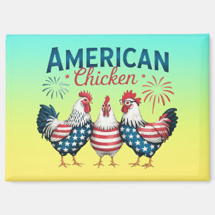 4th of July Patriotic American Chicken Design Magnet