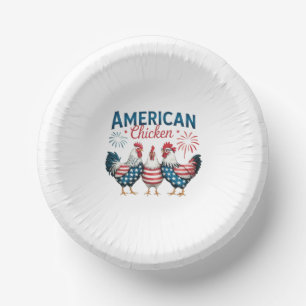 4th of July Patriotic American Chicken Design Paper Plate