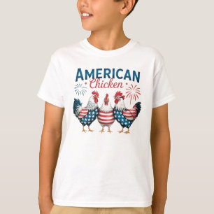 4th of July Patriotic American Chicken Design T-Shirt
