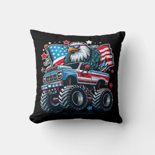 4th of July Patriotic American Flag Eagle USA Red Cushion