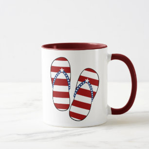 4th of July Patriotic American Flag Flip Flops Mug