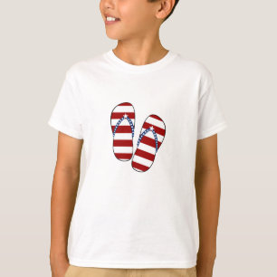 4th of July Patriotic American Flag Flip Flops T-Shirt