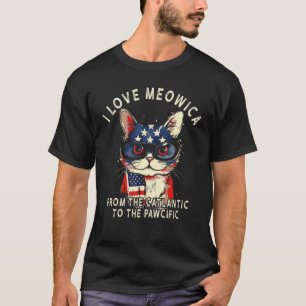 4th Of July Patriotic American Flag I Love Meowica T-Shirt