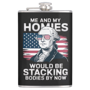 4th of July Patriotic American Hip Flask